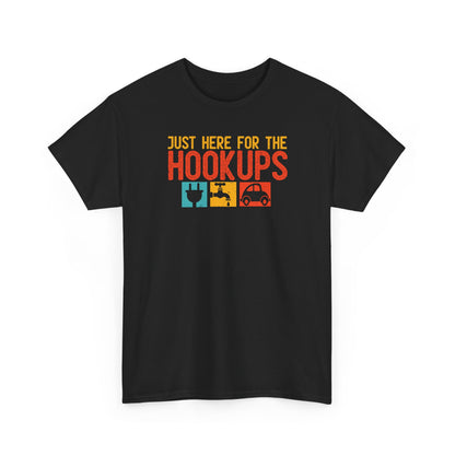 Just Here For The Hookups Shirt, Camping Fishing T-Shirt, Funny RV Camper Tee, Outdoors Graphic Tee, Campfire Gift for Men Women