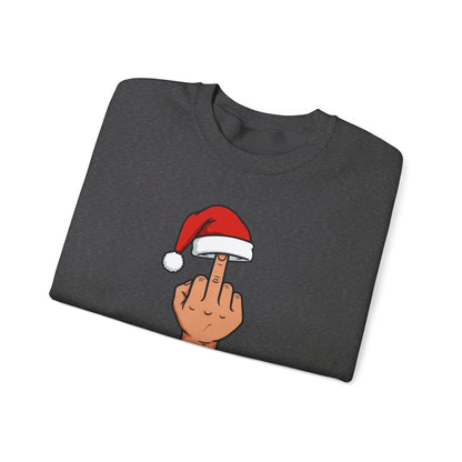 Funny Christmas Sweatshirt, Santa Hat Middle Finger Shirt, Merry Christmas Crewneck, Offensive Holiday Sweater, Funny Xmas Gift