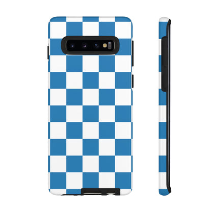 Blue Checkerboard Phone Case, Samsung Galaxy S25, S25 Plus, S24, S24 Plus, S24 Ultra, S23, S22, S22 Plus, S21 Ultra, S21 FE, S20+