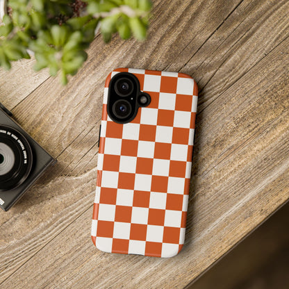 Checkered Phone Case, Checkered Phone Case - iPhone 17 16 15 14 13 12 11 Pro Max  - Trendy Black and Brown Checkerboard