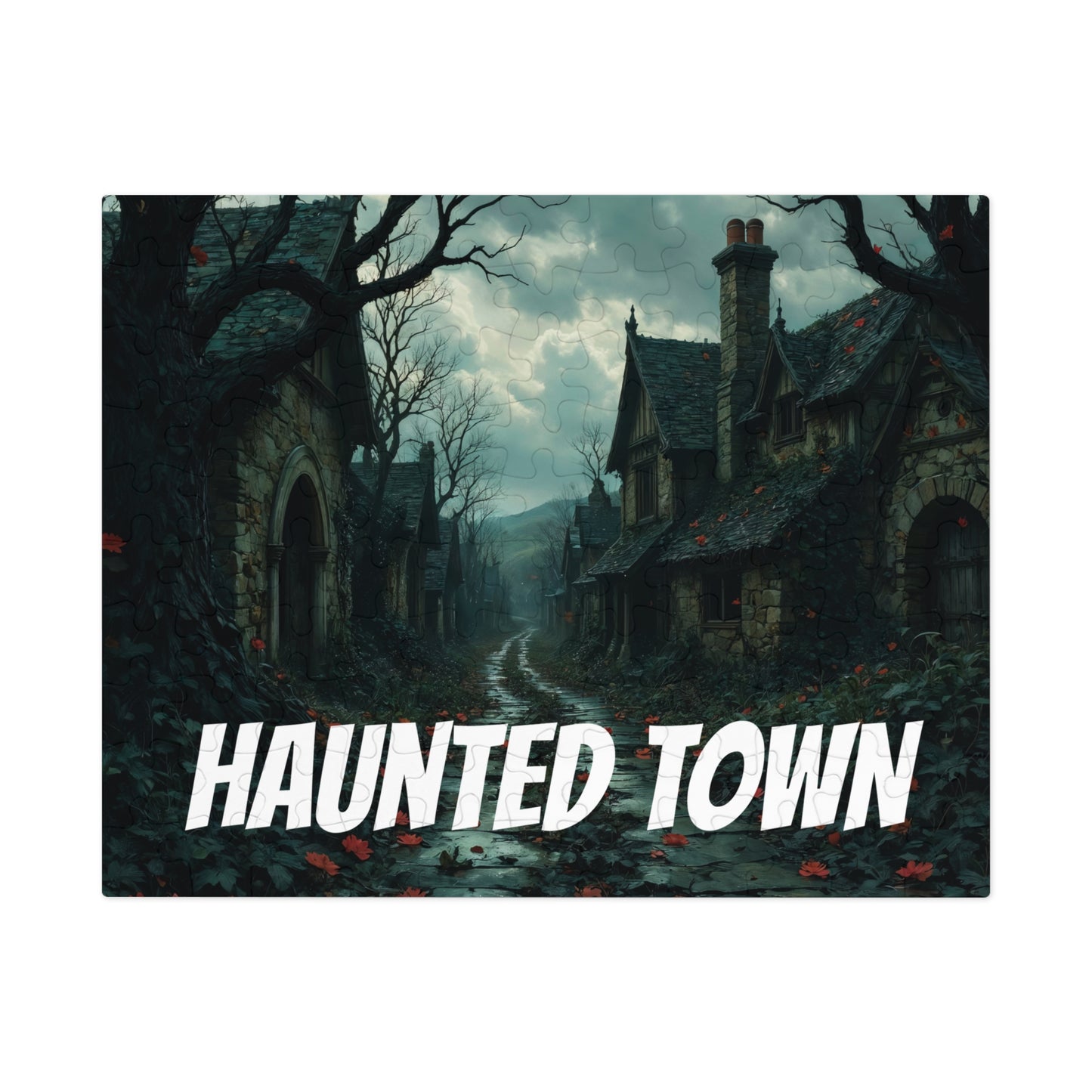 Haunted Town Jigsaw Puzzle, Spooky Village Halloween Puzzle with Tin, Dark Art Puzzle, 500-2000 Piece Gift