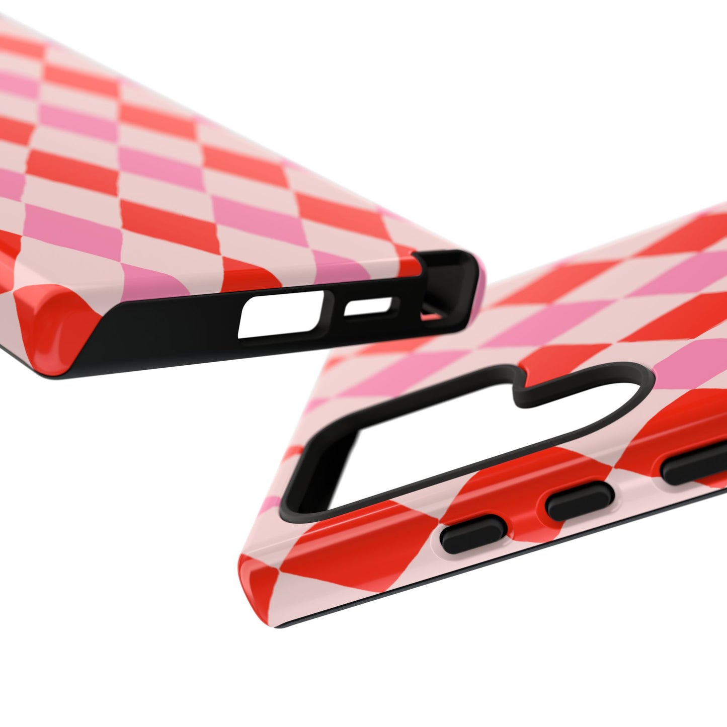 Tough Cases with Red Pink Diamonds, Retro Checkerboard iPhone Case And Samsung Case, Slim Fit Phone Case, Stylish Gift