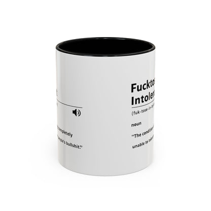 Fucktose Intolerant Definition Mug, Funny Accent Coffee Mug 11oz 15oz, Sarcastic Adult Humor Mug, Gag Gift for Friends
