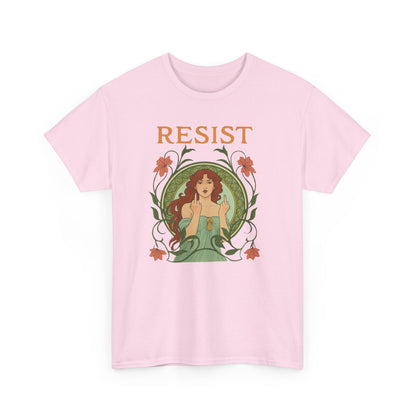 Resist Art Nouveau Woman Tee, Feminist Vintage Shirt, Botanical Activist T-Shirt, Retro Feminism Gift, Empowerment Top, Mucha Anti Trump