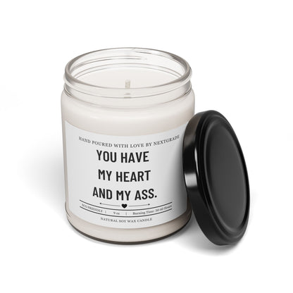 You Have My Heart and My Ass Candle, Funny Valentine's Gift for Boyfriend Husband, Couples Humor Soy Candle, Anniversary Gift, 9oz