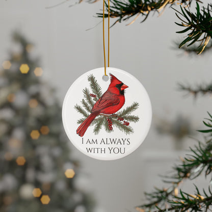 Cardinal Memorial Ornament, Double-Sided Ceramic Cardinal Keepsake, Red Cardinal Remembrance Ornament, Holiday Sympathy Gift