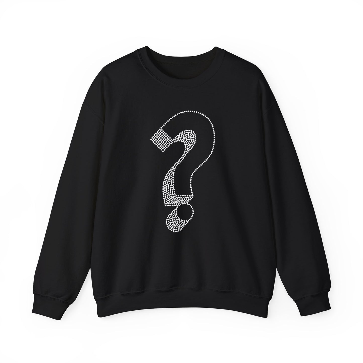 Rhinestone Question Mark Sweatshirt | Sparkly Mystery Icon Crewneck