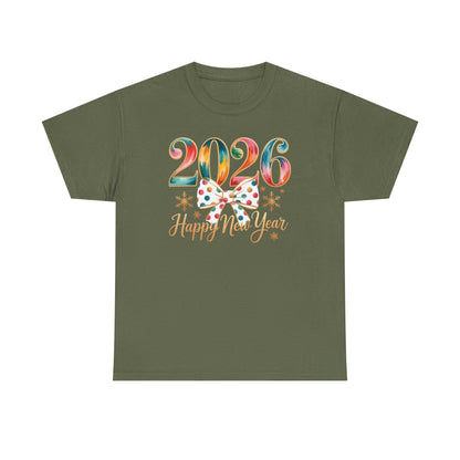 2026 Happy New Year Shirt, Colorful Bow New Year Tee, New Year Outfit, Cute NYE Party T-Shirt, 2026 Celebration Graphic Tee, New Year Gift