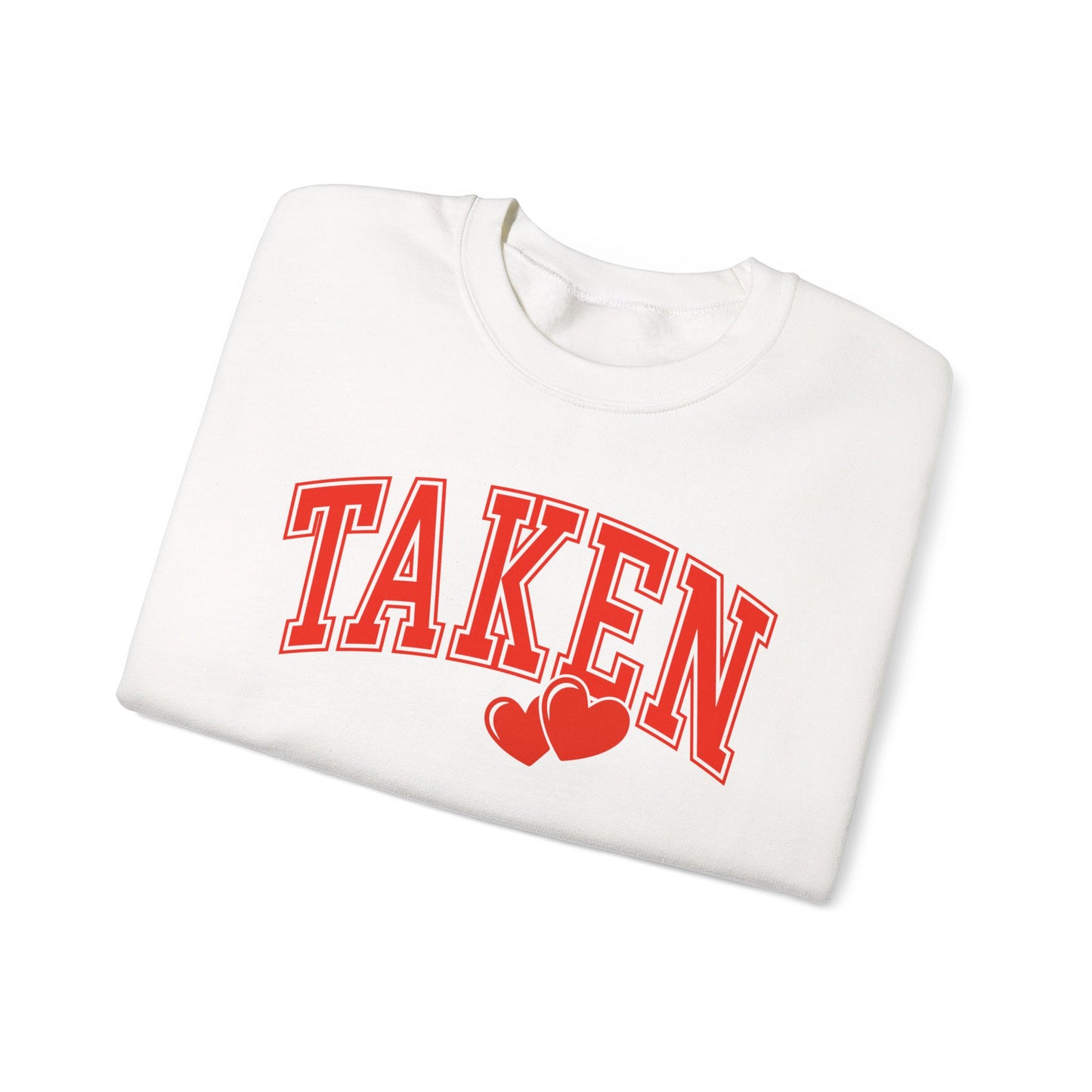 Taken Heart Graphic Sweatshirt, Red Collegiate Letters Crewneck, Cute Valentine Pullover, Cozy Gift for Her, Romantic Couple Sweater