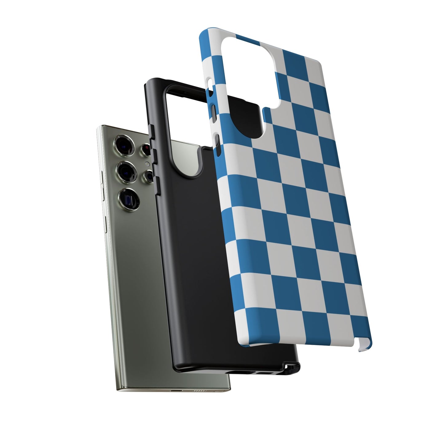 Blue Checkerboard Phone Case, Samsung Galaxy S25, S25 Plus, S24, S24 Plus, S24 Ultra, S23, S22, S22 Plus, S21 Ultra, S21 FE, S20+