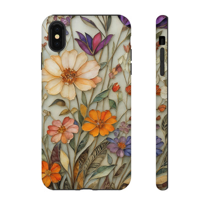Phone case For iPhone & Samsung, Wildflower Mosaic MagSafe iPhone Case: Botanical Floral Design iPhone
