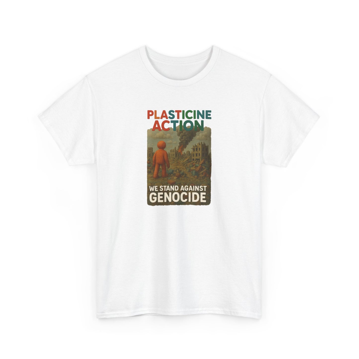 Plasticine Action Heavy Cotton Tee, Stand Against Genocide, Activist Wear, Social Justice Shirt, Awareness Tee, Thought Provoking Apparel