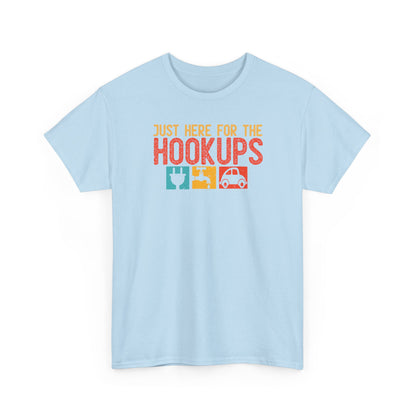 Just Here For The Hookups Shirt, Camping Fishing T-Shirt, Funny RV Camper Tee, Outdoors Graphic Tee, Campfire Gift for Men Women
