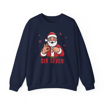 Six Seven Santa Funny Christmas Sweatshirt Cozy Holiday Crewneck for Men & Women | Santa Graphic Pullover | Warm Festive Gift for Friends