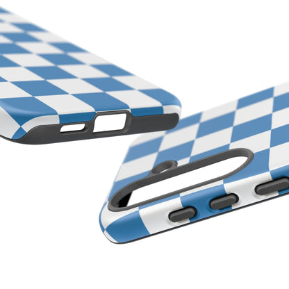 Blue Checkerboard Phone Case, Samsung Galaxy S25, S25 Plus, S24, S24 Plus, S24 Ultra, S23, S22, S22 Plus, S21 Ultra, S21 FE, S20+