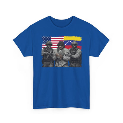 American and Venezuelan Flag Soldiers Tee, Nicolas Maduro Arrest Deportation Photo Tee T-shirt | Political Protest Graphic