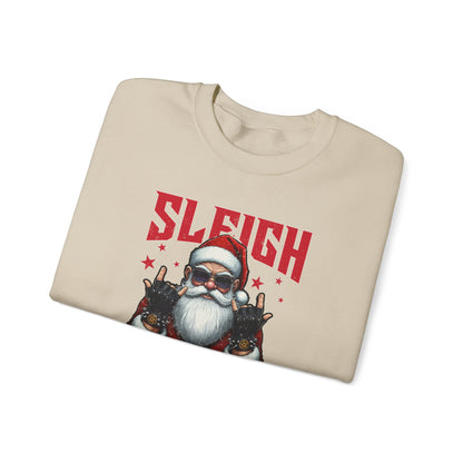 Funny Santa Sleigh All Day Sweatshirt | Rocker Santa Christmas Sweater | Funny Holiday Sweatshirt | Cozy Unisex Christmas Gift