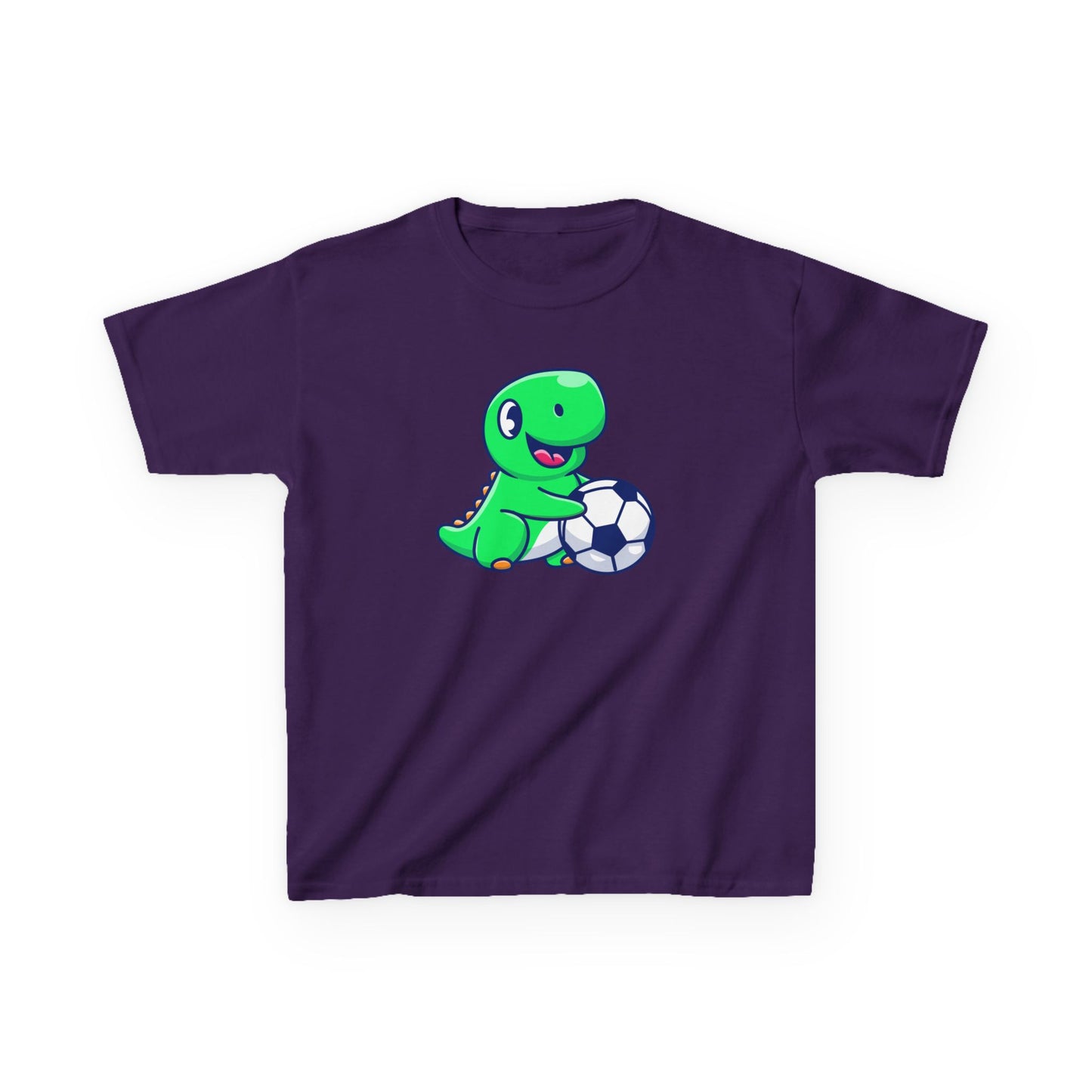 Green Dinosaur Playing Soccer Kids T-Shirt, Cute Dino Soccer Shirt for Boys Girls, Fun Youth Sports Graphic Tee, Football Lover