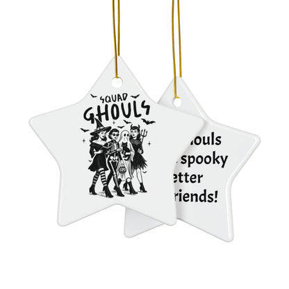 Personalized Squad Ghouls Halloween Ornaments, Double Sided Ceramic Ornament, Fall Decor, Halloween Gifts, Party Favors