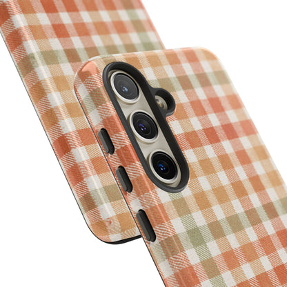 Boho Checkered Phone Case | Neutral Aesthetic Plaid Case | Retro Minimalist Check Design | iPhone Cover | Samsung Cover