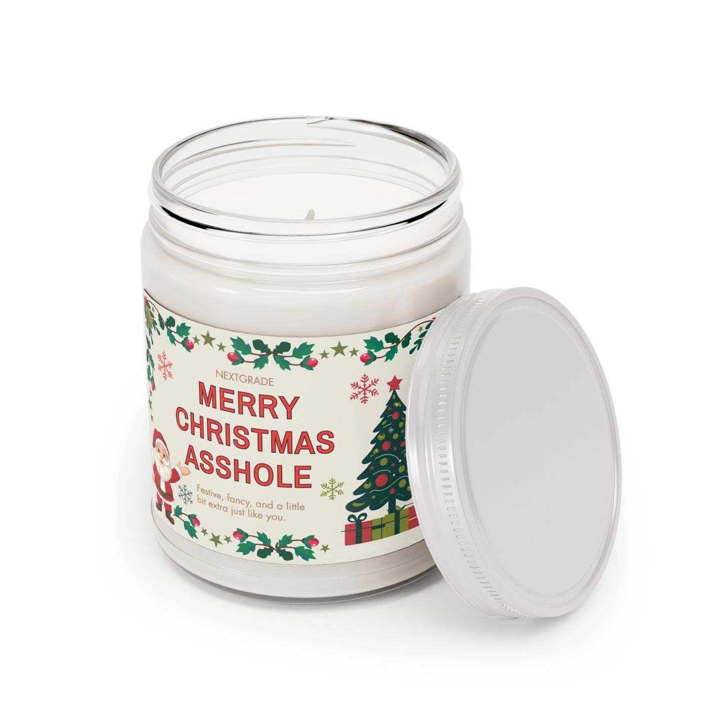 Merry Christmas Asshole Candle, Funny Holiday Gift for Friends or Coworkers | Hand-Poured Soy Candle | 8 Scents | Hilarious Christmas Gift