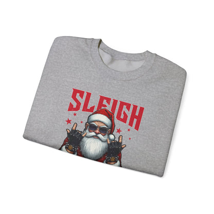 Funny Santa Sleigh All Day Sweatshirt | Rocker Santa Christmas Sweater | Funny Holiday Sweatshirt | Cozy Unisex Christmas Gift