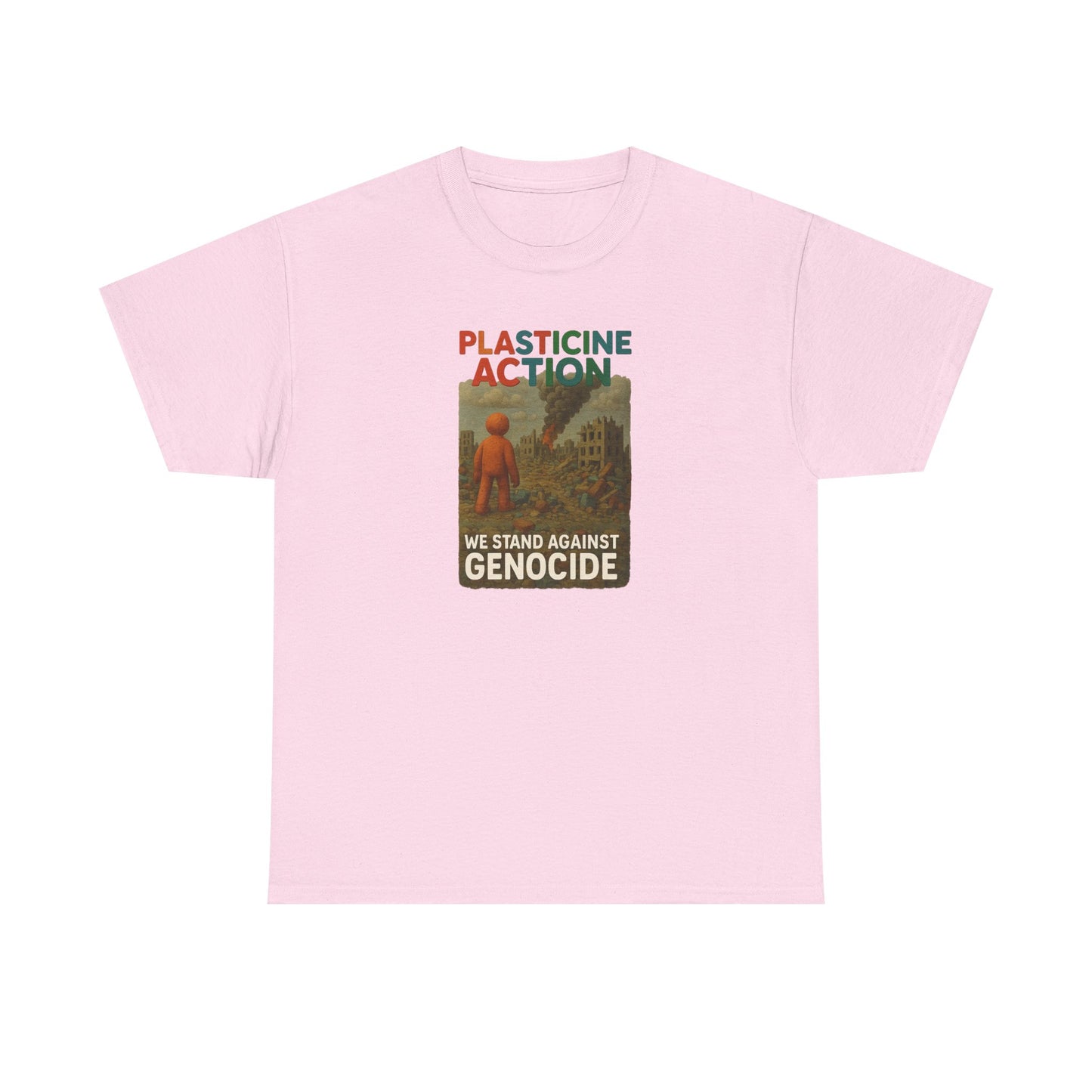 Plasticine Action Heavy Cotton Tee, Stand Against Genocide, Activist Wear, Social Justice Shirt, Awareness Tee, Thought Provoking Apparel
