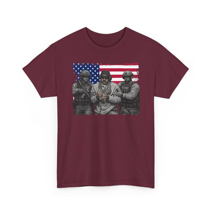 American Flag Soldiers T-Shirt | Patriotic Military Graphic Tee | Veteran Pride Shirt, USA Freedom Apparel Gift