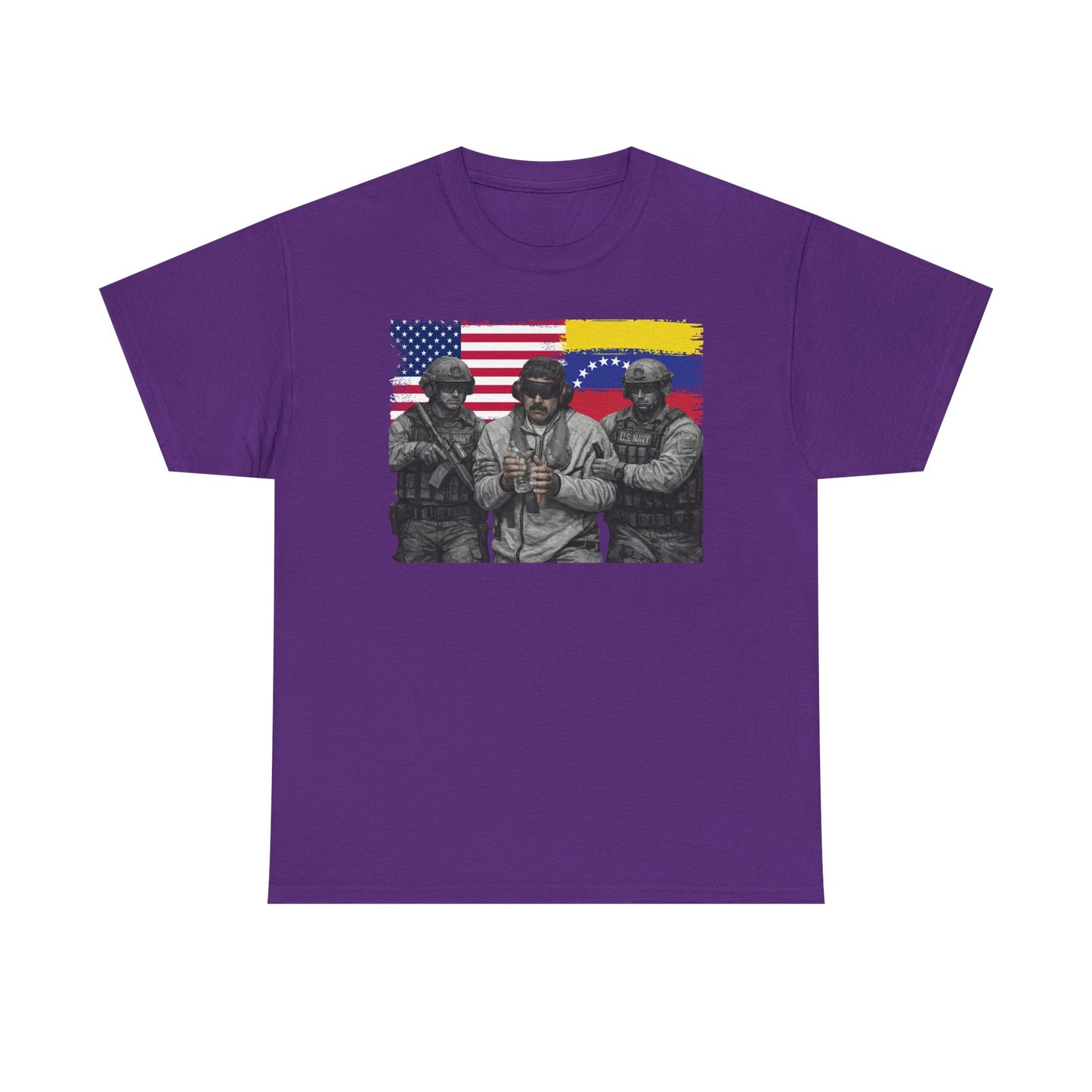 American and Venezuelan Flag Soldiers Tee, Nicolas Maduro Arrest Deportation Photo Tee T-shirt | Political Protest Graphic