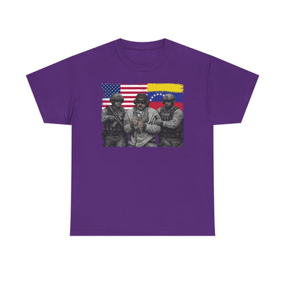 American and Venezuelan Flag Soldiers Tee, Nicolas Maduro Arrest Deportation Photo Tee T-shirt | Political Protest Graphic