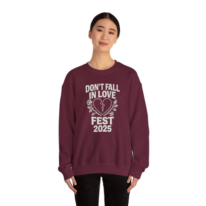 Don't Fall in Love Fest 2025 Sweatshirt, Broken Heart Floral Crewneck, Anti Love Sweater, Festival Aesthetic Pullover, Valentines Gift