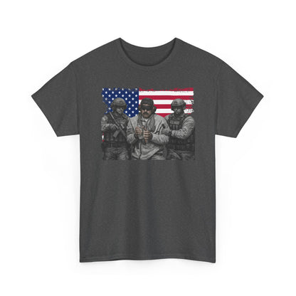 American Flag Soldiers T-Shirt | Patriotic Military Graphic Tee | Veteran Pride Shirt, USA Freedom Apparel Gift