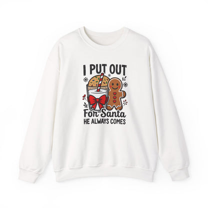 I Put Out For Santa Sweatshirt, Funny Christmas Crewneck, Cookies & Milk Holiday Sweater, Gingerbread Shirt, Xmas Party Sweatshirt