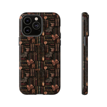 Gothic Phone Case Dark Academia Literary iPhone Samsung Cover with Books & Flowers, Phone case