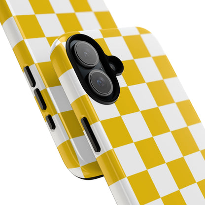 Yellow Checkered Phone Case - iPhone 17 Pro, 17, 16, 15, 14, 13, 12, 11, X, XR, XS MAX, Gift for Friends
