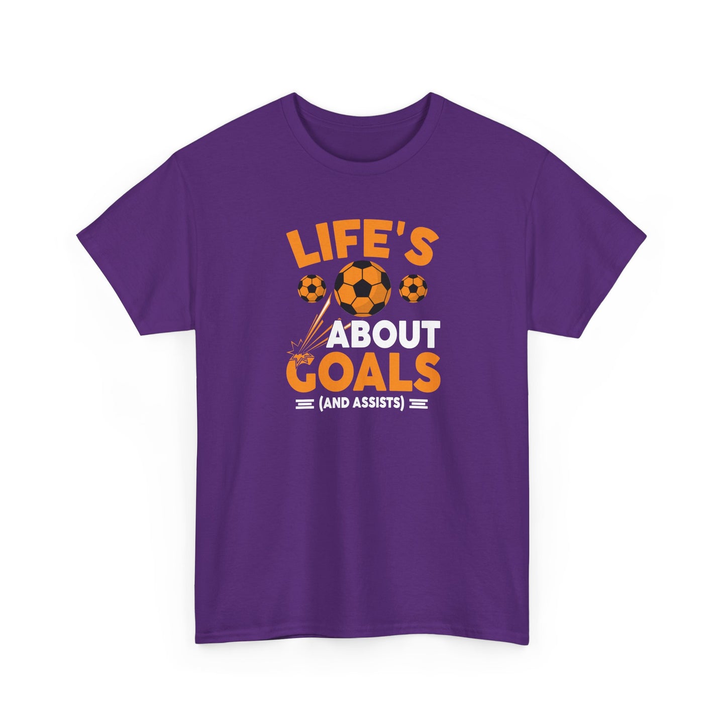 Life's About Goals Soccer T-Shirt | Soccer Quote Tee | Sports Shirt for Players, Coaches & Fans | Teamwork Cotton Tee