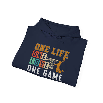 Basketball Lover Tee, One Life One Love One Game Hoodie, Unisex Sweatshirt, Sporty Sweatshirt, Gift for Sports Lovers, Casual Hoodie
