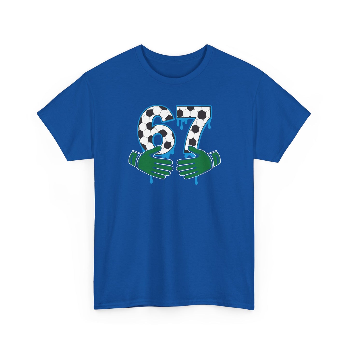 Dripping 97 Number Graphic Tee, Streetwear Checkerboard T-Shirt with Green Hands, Artsy Unisex Cotton Shirt