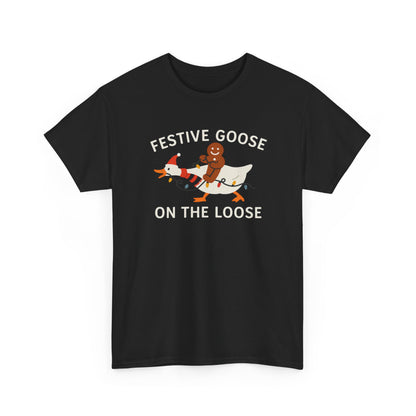 Festive Goose on the Loose Shirt, Funny Christmas Gingerbread Tee,  Holiday Comfort Colors T-Shirt, Cute Xmas Gift for Her and Him