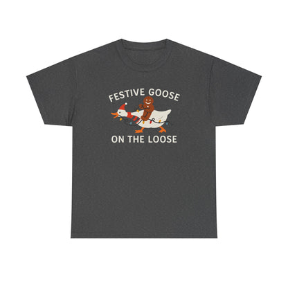 Festive Goose on the Loose Shirt, Funny Christmas Gingerbread Tee,  Holiday Comfort Colors T-Shirt, Cute Xmas Gift for Her and Him