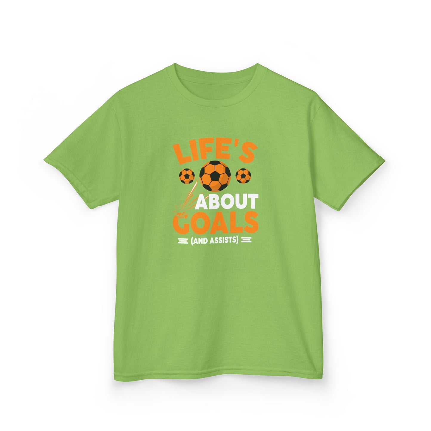 Life's About Goals Kids T-Shirt | Soccer Graphic Tee | Fun Teamwork Shirt for Boys & Girls | Cotton Youth Sports Top, FIFA World Cup 2026