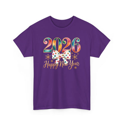 2026 Happy New Year Shirt, Colorful Bow New Year Tee, New Year Outfit, Cute NYE Party T-Shirt, 2026 Celebration Graphic Tee, New Year Gift