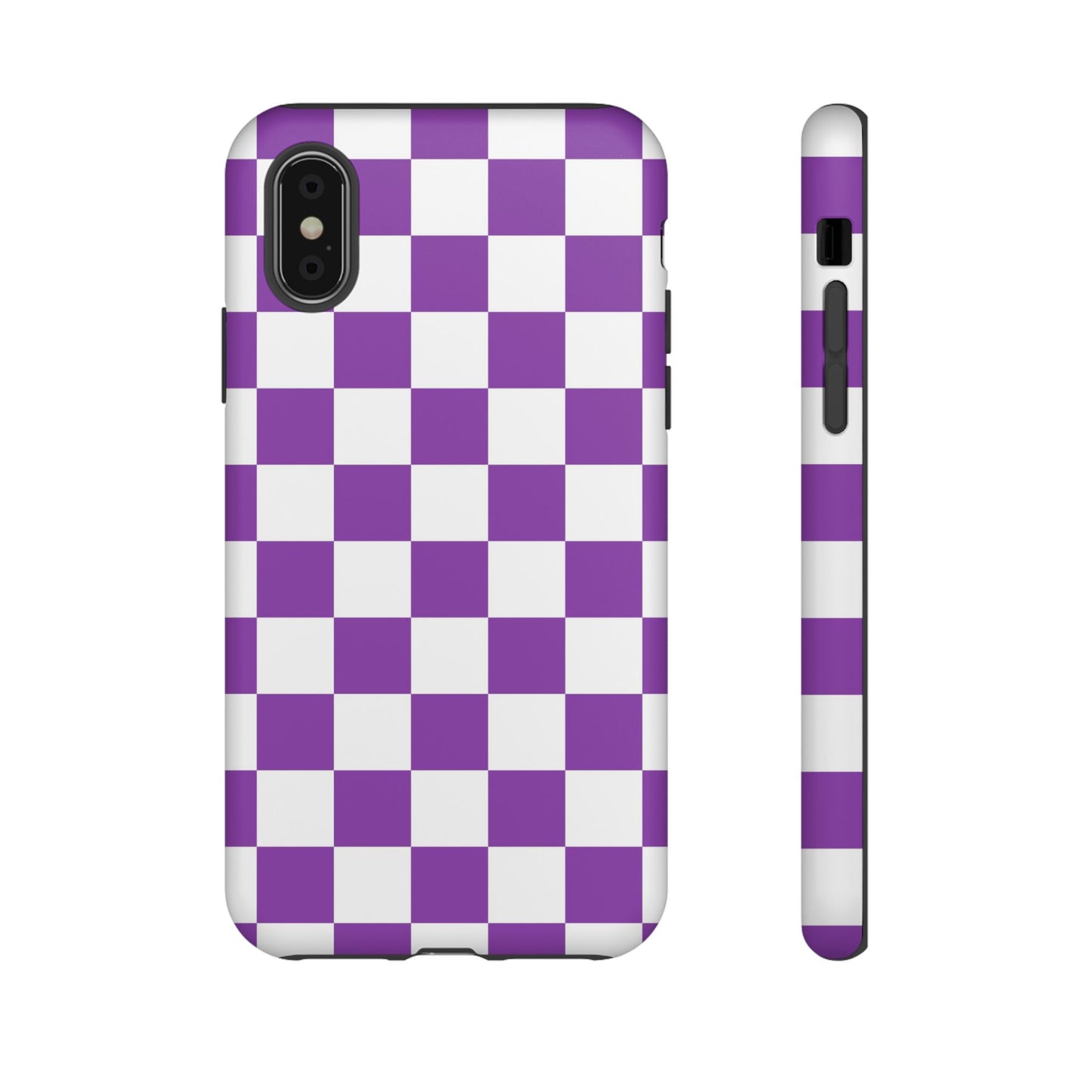 Purple Checkered Phone Case,  iPhone 17 Pro, 17, 16, 15, 14, 13, 12, 11, X, XR, XS MAX, Trendy Gift for Friends, Accessory for Occasions