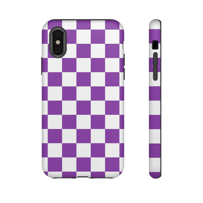 Purple Checkered Phone Case,  iPhone 17 Pro, 17, 16, 15, 14, 13, 12, 11, X, XR, XS MAX, Trendy Gift for Friends, Accessory for Occasions