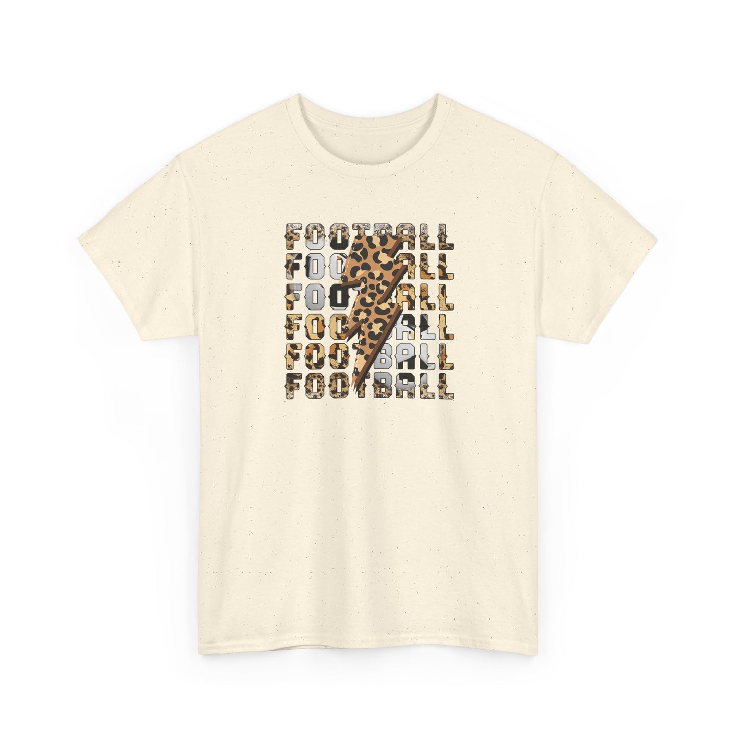 Leopard Print Football Lightning Bolt Tee, Women's Football Graphic Shirt, Game Day Spirit Shirt, Trendy Sports Top, FIFA World Cup 2026