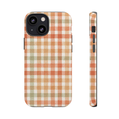 Boho Checkered Phone Case | Neutral Aesthetic Plaid Case | Retro Minimalist Check Design | iPhone Cover | Samsung Cover