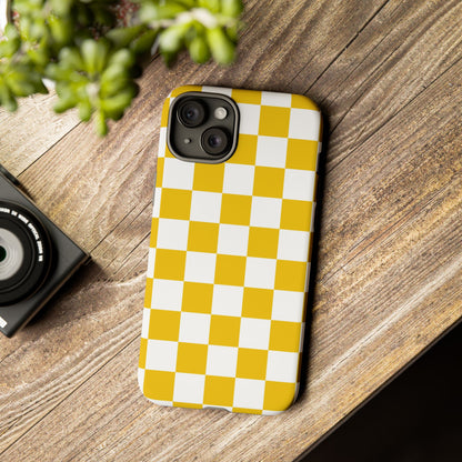 Yellow Checkered Phone Case - iPhone 17 Pro, 17, 16, 15, 14, 13, 12, 11, X, XR, XS MAX, Gift for Friends