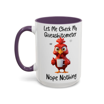 Funny Giveashitometer Mug | Sarcastic Coffee Mug with Rooster | Sassy Office Mug | Gift for Coworkers Friends