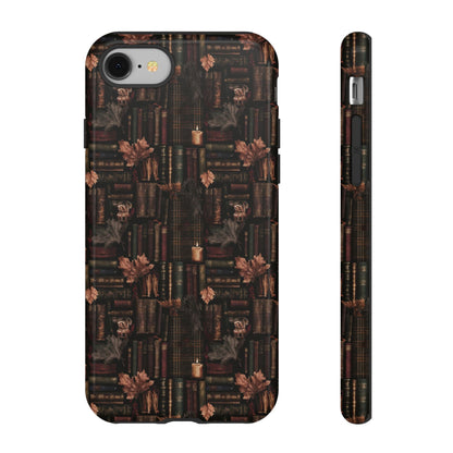 Gothic Phone Case Dark Academia Literary iPhone Samsung Cover with Books & Flowers, Phone case