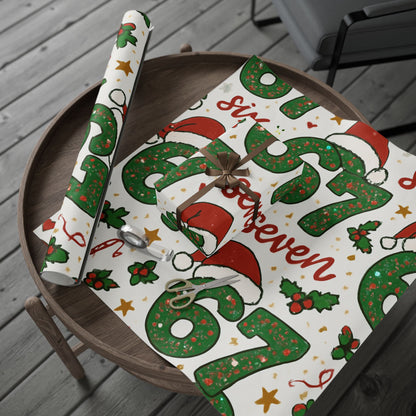 Six Seven Christmas Wrapping Paper, 67 Meme Christmas Gift Wrap, Kids Funny Wrapping Paper, Unique Gift Wrap, Holiday Gift, Gift for Kids